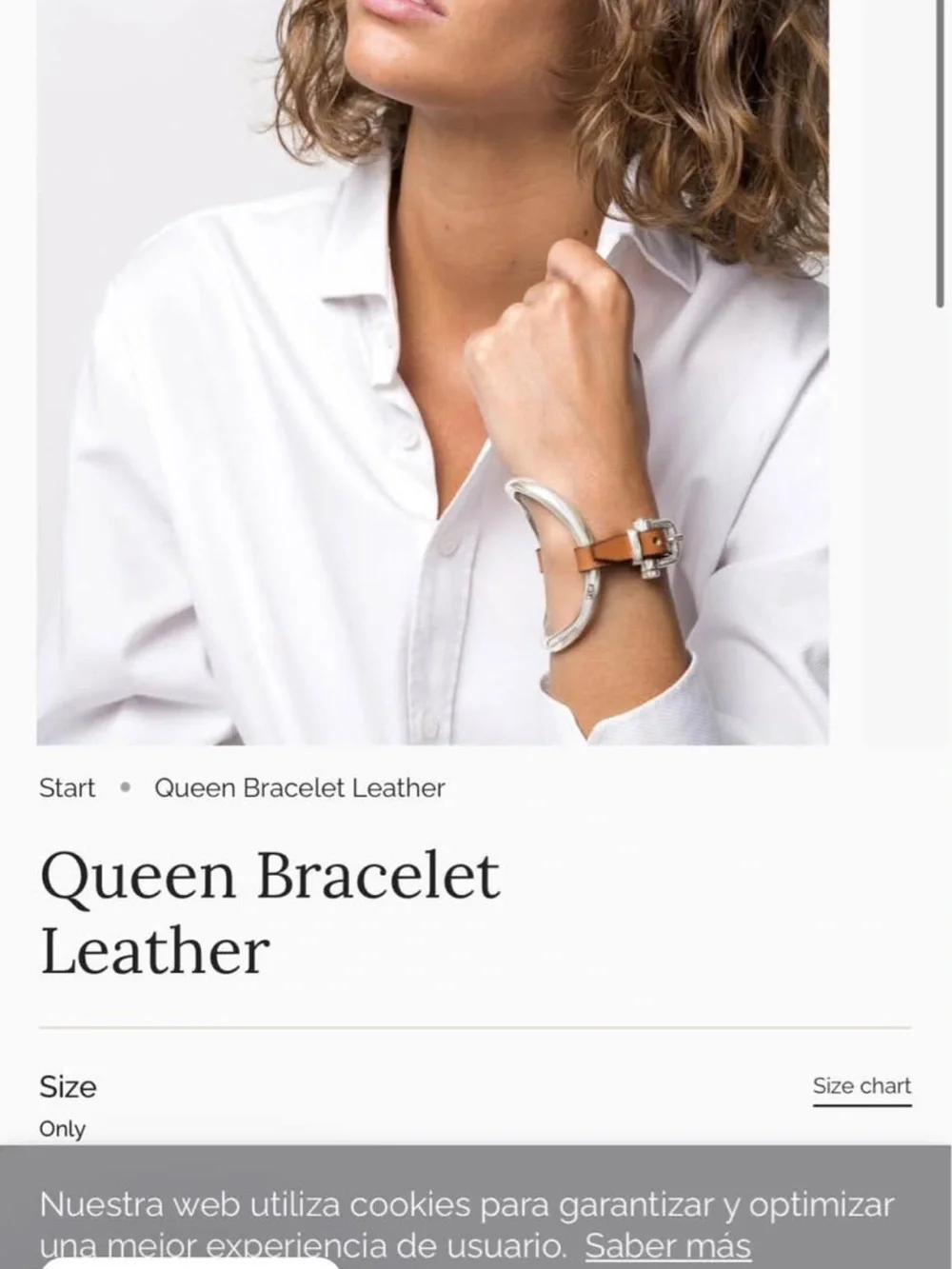 Queen Bracelet Leather - Tan Leather and Silver Accents - Picture 1 of 7